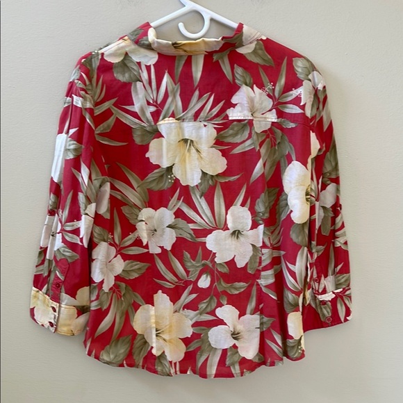 Women's Button Up Multi-Colored Floral Cotton Top Sz L - Picture 5 of 10
